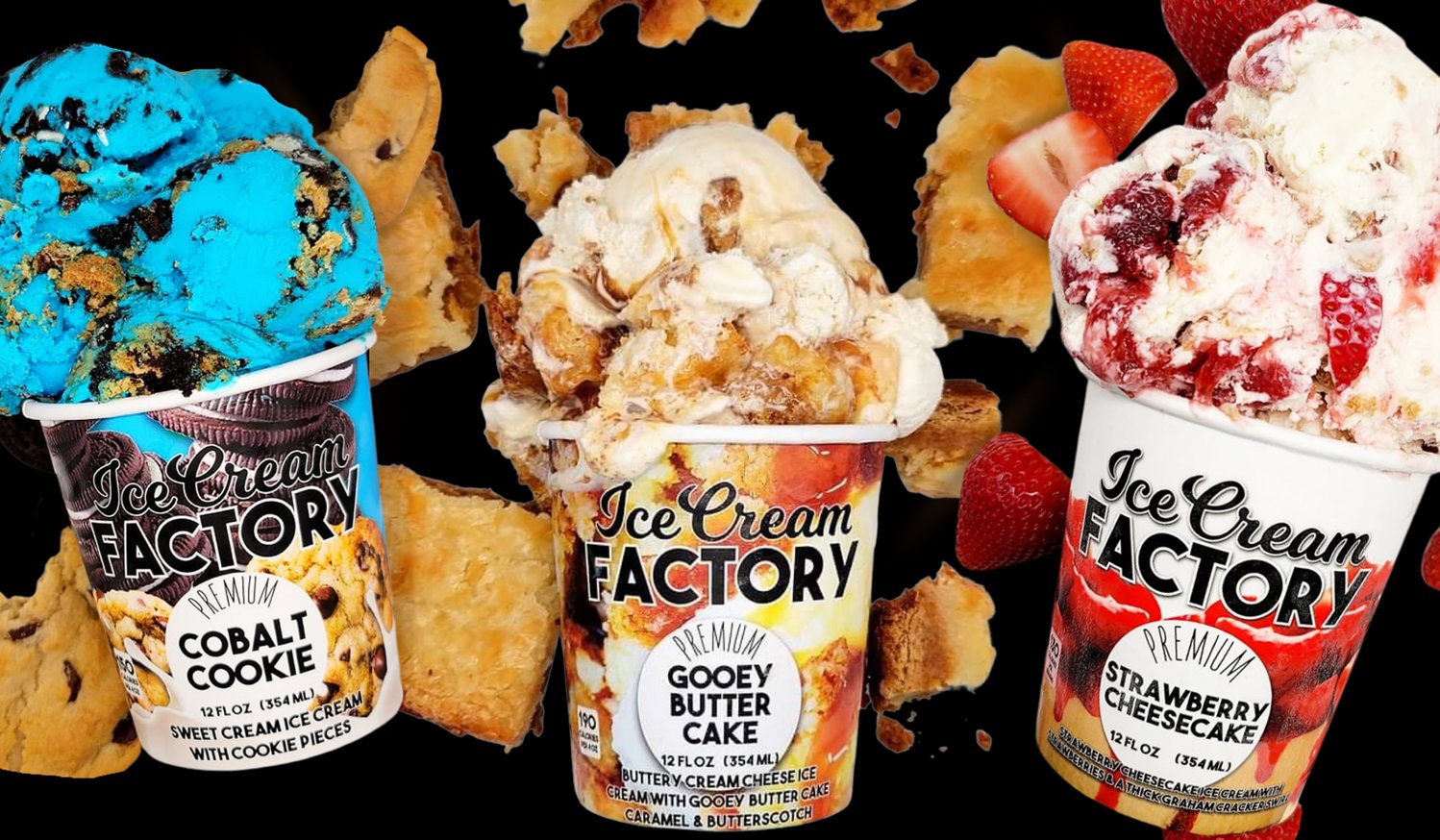 The company produces flavors such as Cobalt Cookie, Gooey Butter Cake and Strawberry Cheesecake.